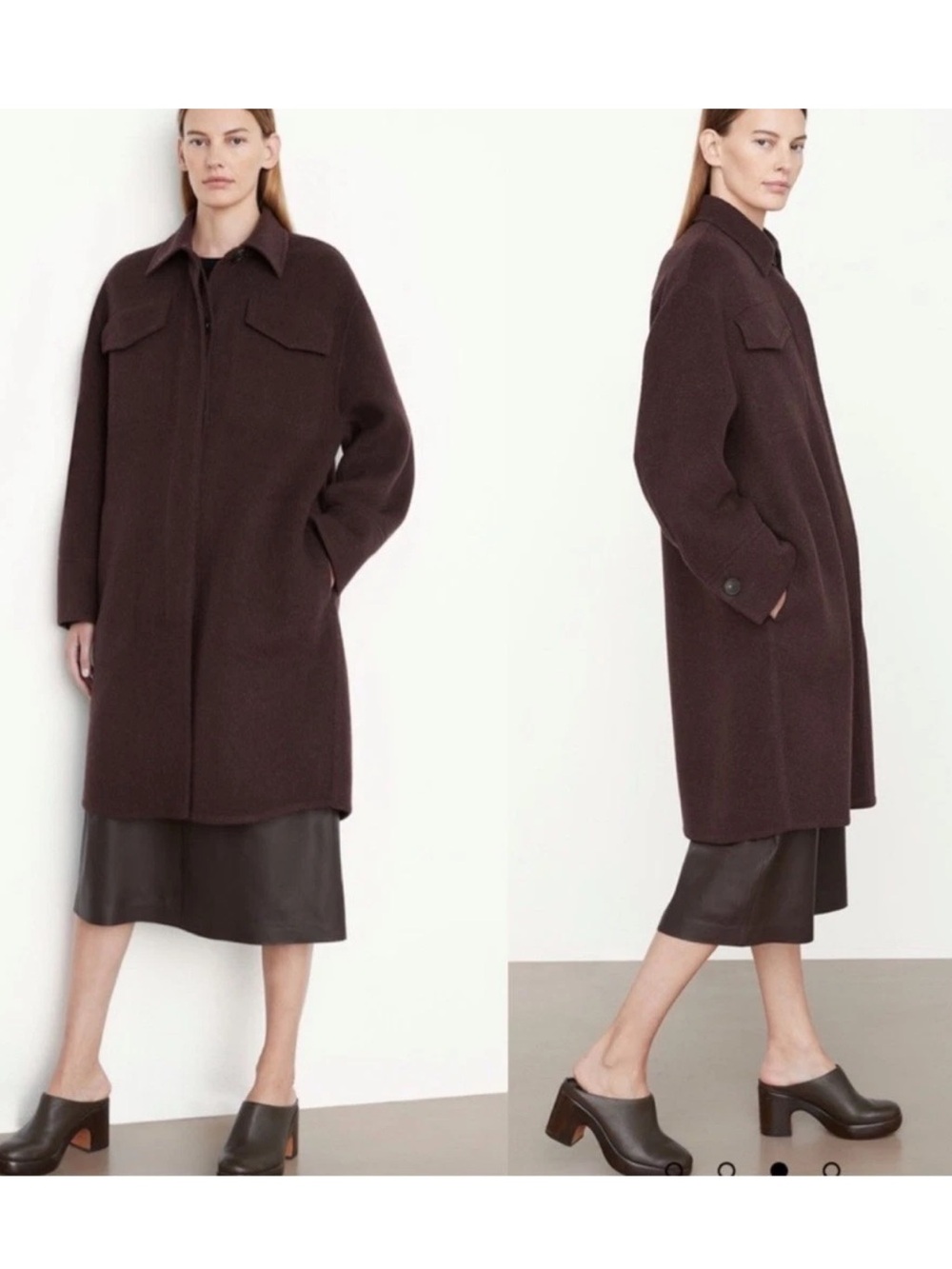 VINCE. Brushed Wool Blended Collared Single Breasted Coat